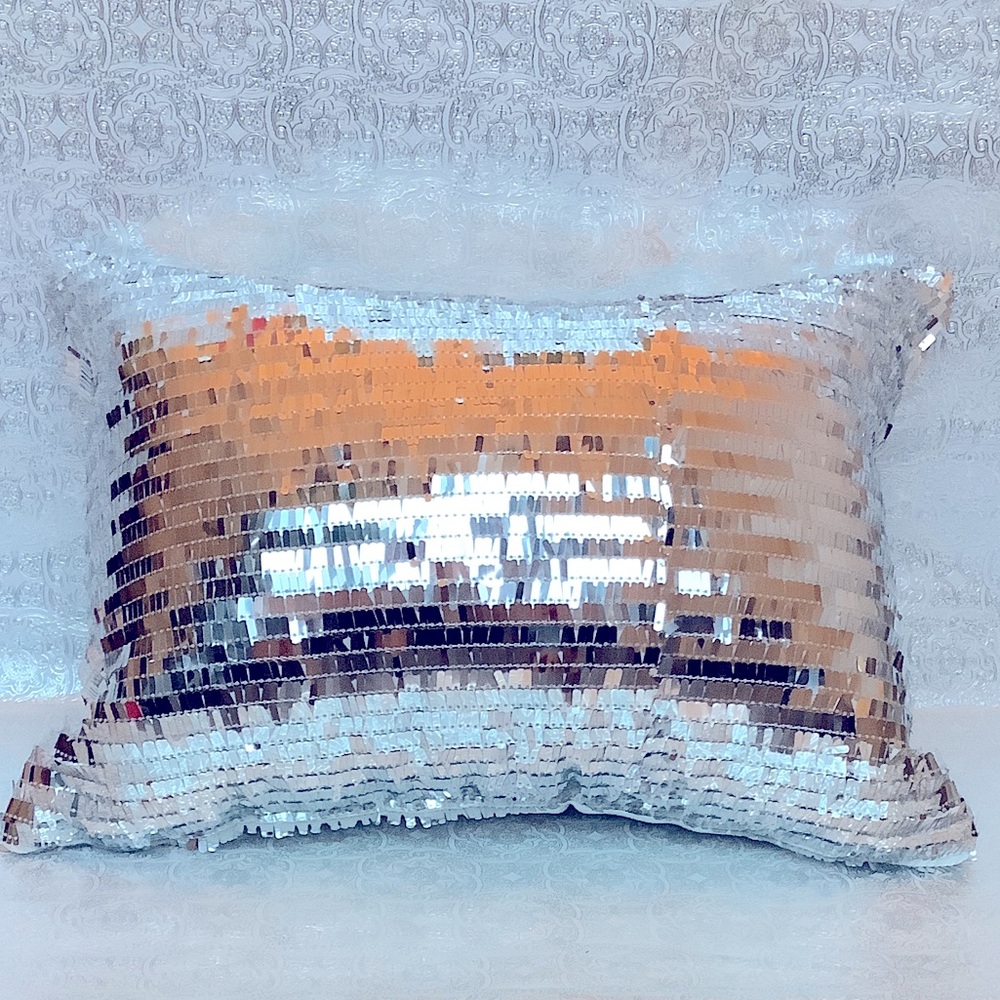 Silver Sequined Accent Pillow